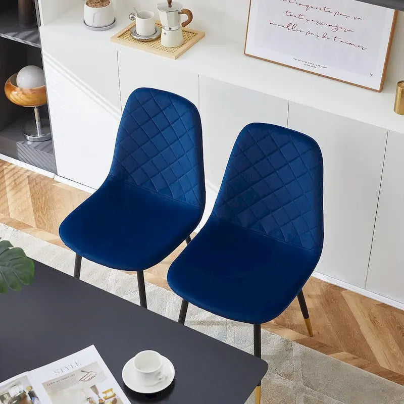 Lot de 4 chaises rembourrées en velours sans accoudoirs Howtai pour cuisine et maison