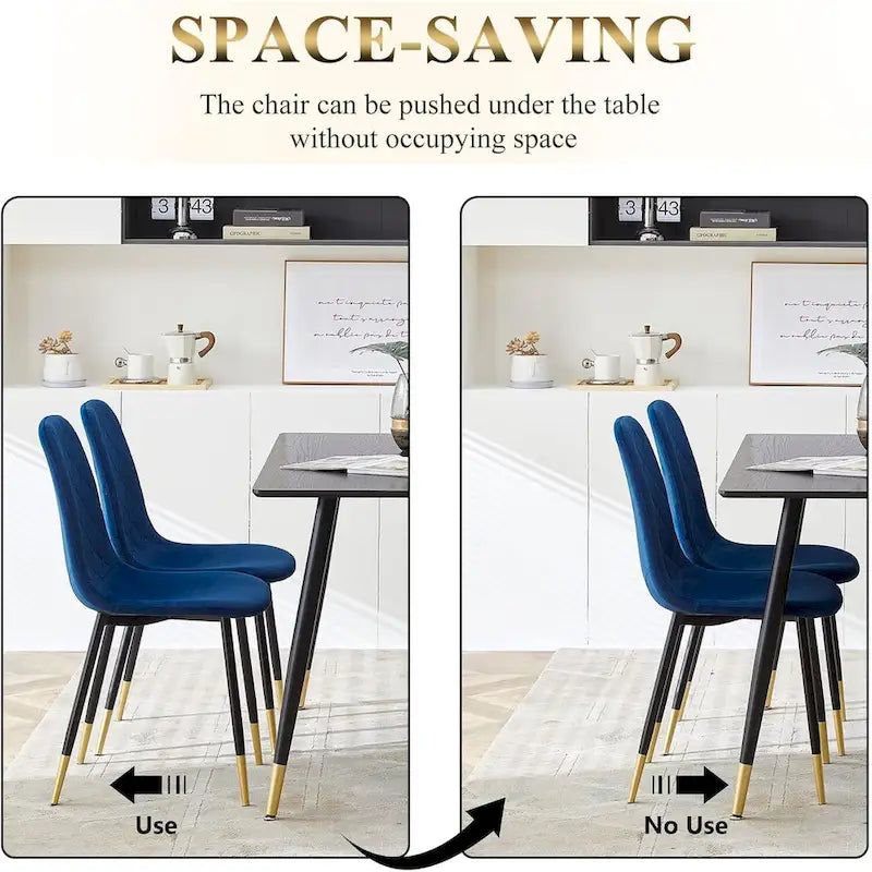 Lot de 4 chaises rembourrées en velours sans accoudoirs Howtai pour cuisine et maison