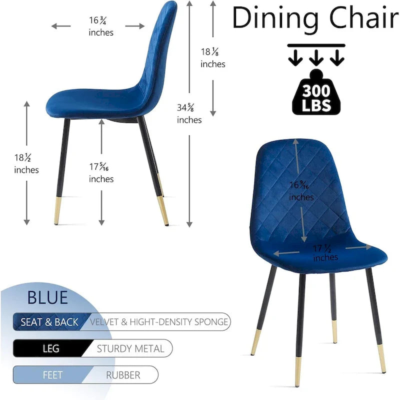 Lot de 4 chaises rembourrées en velours sans accoudoirs Howtai pour cuisine et maison