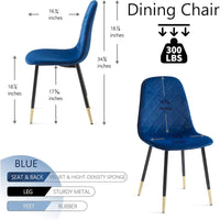 Lot de 4 chaises rembourrées en velours sans accoudoirs Howtai pour cuisine et maison