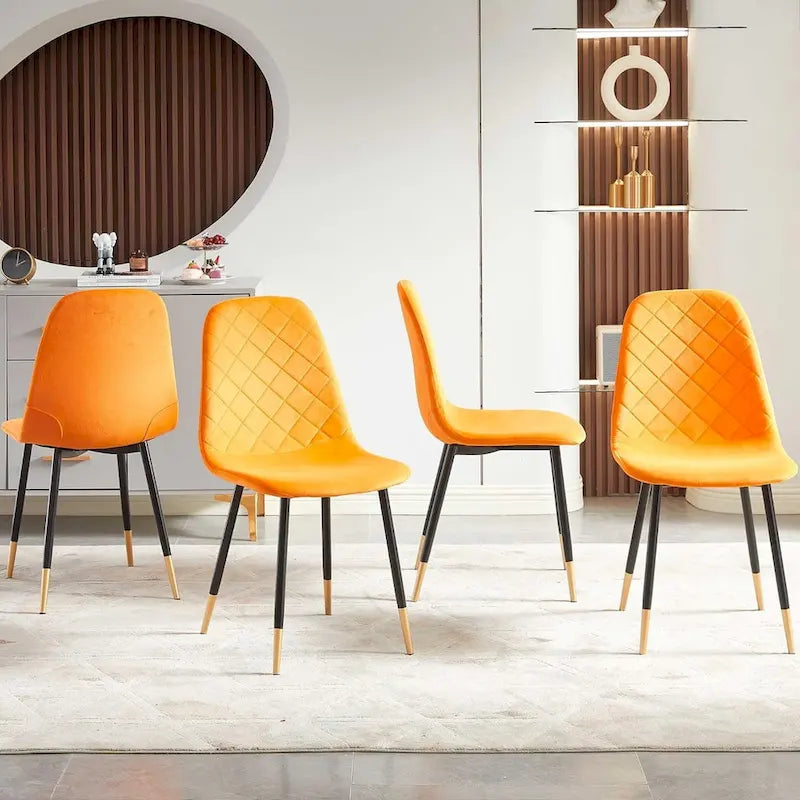 Lot de 4 chaises rembourrées en velours sans accoudoirs Howtai pour cuisine et maison