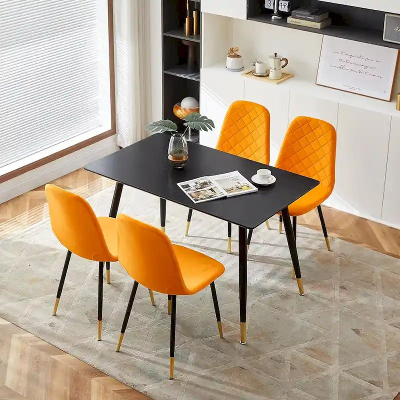 Lot de 4 chaises rembourrées en velours sans accoudoirs Howtai pour cuisine et maison