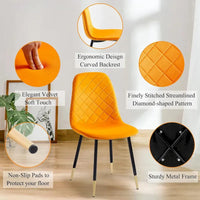 Lot de 4 chaises rembourrées en velours sans accoudoirs Howtai pour cuisine et maison