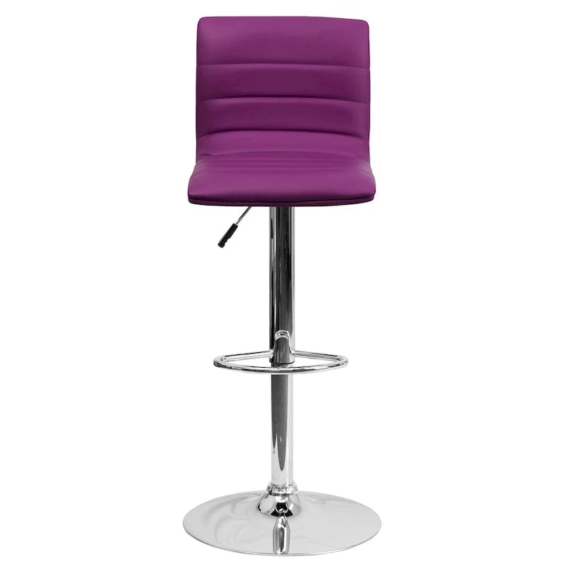 Tabouret de bar moderne à hauteur réglable en vinyle à dossier surpiqué - 16L x 19P x 35 - 44H