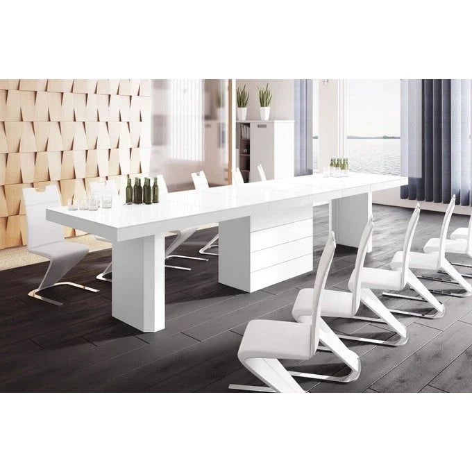 Table à manger moderne extensible haute brillance VOLOS