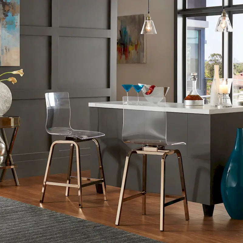 Ensemble de salle à manger hauteur comptoir Nova 5 pièces à plateau rond en verre et base en fer vortex par iNSPIRE Q Bold