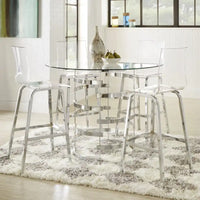 Ensemble de salle à manger hauteur comptoir Nova 5 pièces à plateau rond en verre et base en fer vortex par iNSPIRE Q Bold