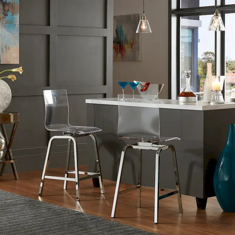 Ensemble de salle à manger hauteur comptoir Nova 5 pièces à plateau rond en verre et base en fer vortex par iNSPIRE Q Bold