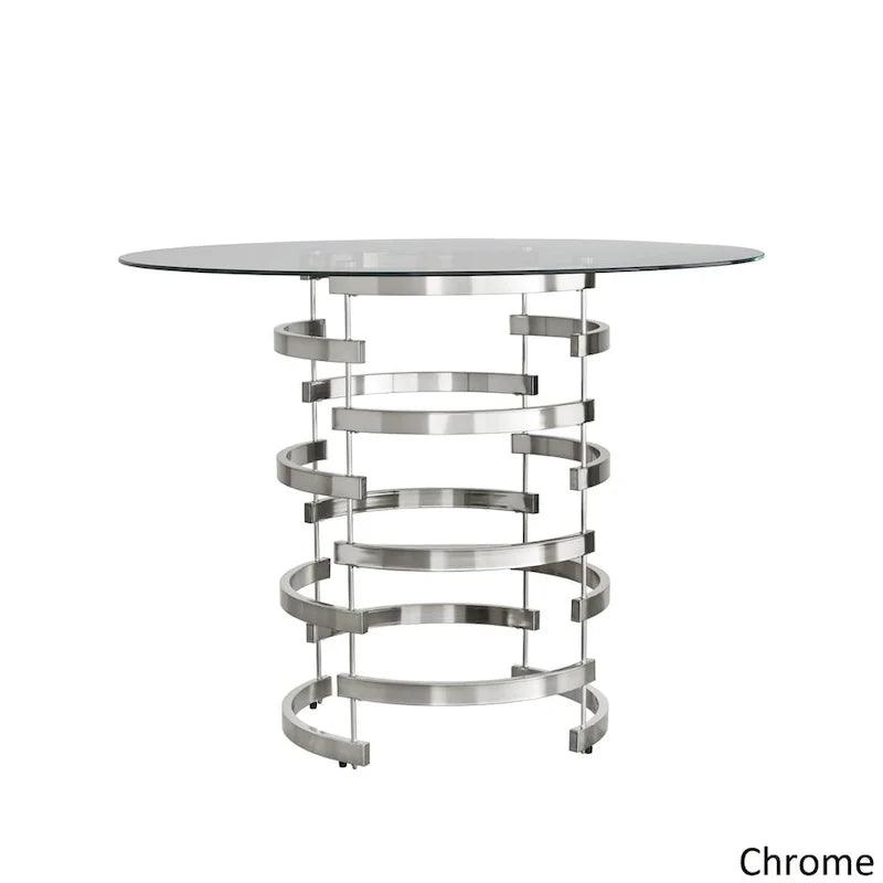 Ensemble de salle à manger hauteur comptoir Nova 5 pièces à plateau rond en verre et base en fer vortex par iNSPIRE Q Bold