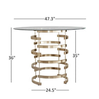 Ensemble de salle à manger hauteur comptoir Nova 5 pièces à plateau rond en verre et base en fer vortex par iNSPIRE Q Bold