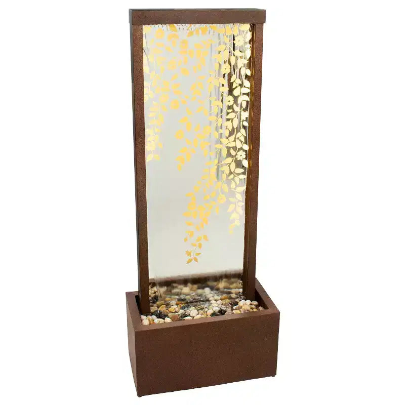 Fontaine d'extérieur Sunnydaze 47,25 H Wisteria Vines en zinc avec lumières LED blanc chaud