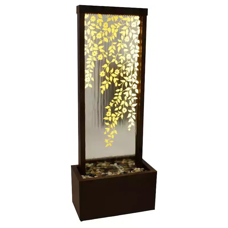 Fontaine d'extérieur Sunnydaze 47,25 H Wisteria Vines en zinc avec lumières LED blanc chaud
