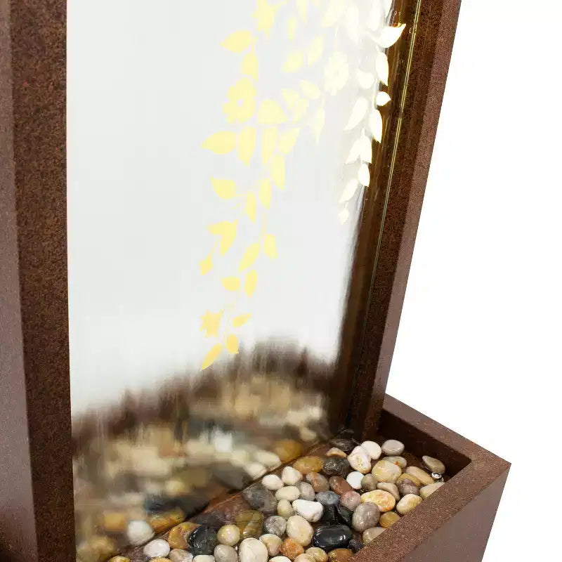 Fontaine d'extérieur Sunnydaze 47,25 H Wisteria Vines en zinc avec lumières LED blanc chaud