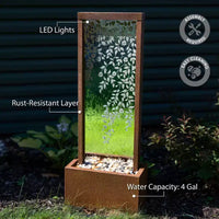 Fontaine d'extérieur Sunnydaze 47,25 H Wisteria Vines en zinc avec lumières LED blanc chaud