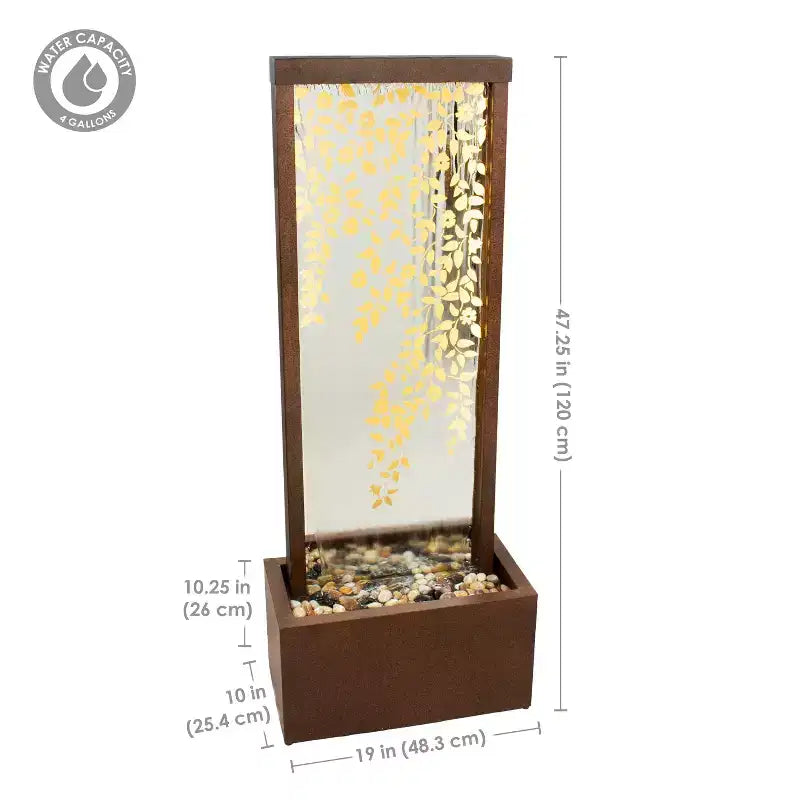 Fontaine d'extérieur Sunnydaze 47,25 H Wisteria Vines en zinc avec lumières LED blanc chaud