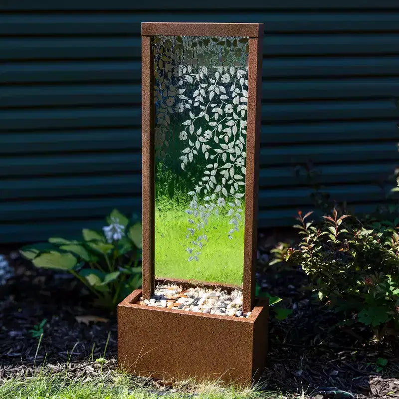 Fontaine d'extérieur Sunnydaze 47,25 H Wisteria Vines en zinc avec lumières LED blanc chaud