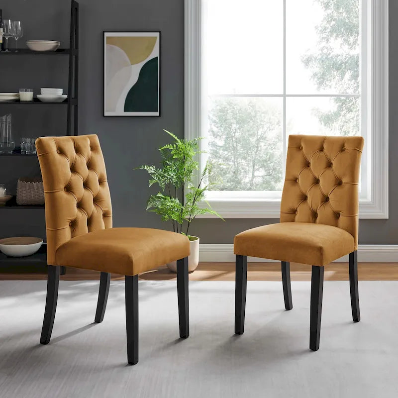 Chaises de salle à manger Duchess en velours Performance - Lot de 2