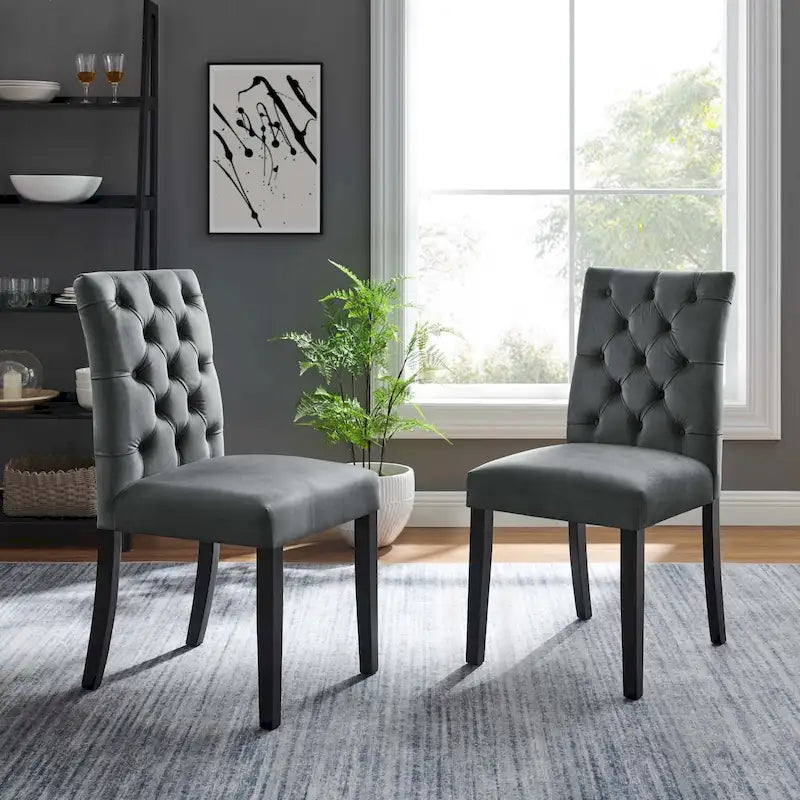 Chaises de salle à manger Duchess en velours Performance - Lot de 2