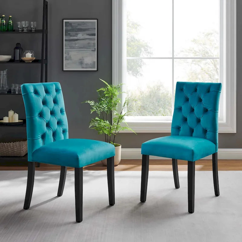 Chaises de salle à manger Duchess en velours Performance - Lot de 2