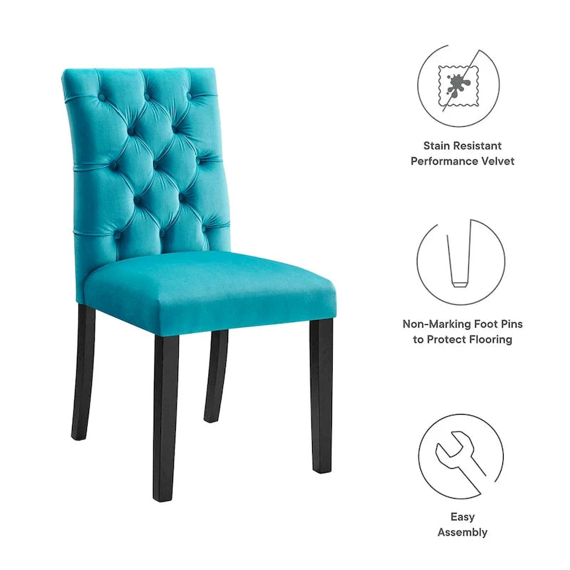 Chaises de salle à manger Duchess en velours Performance - Lot de 2