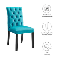 Chaises de salle à manger Duchess en velours Performance - Lot de 2