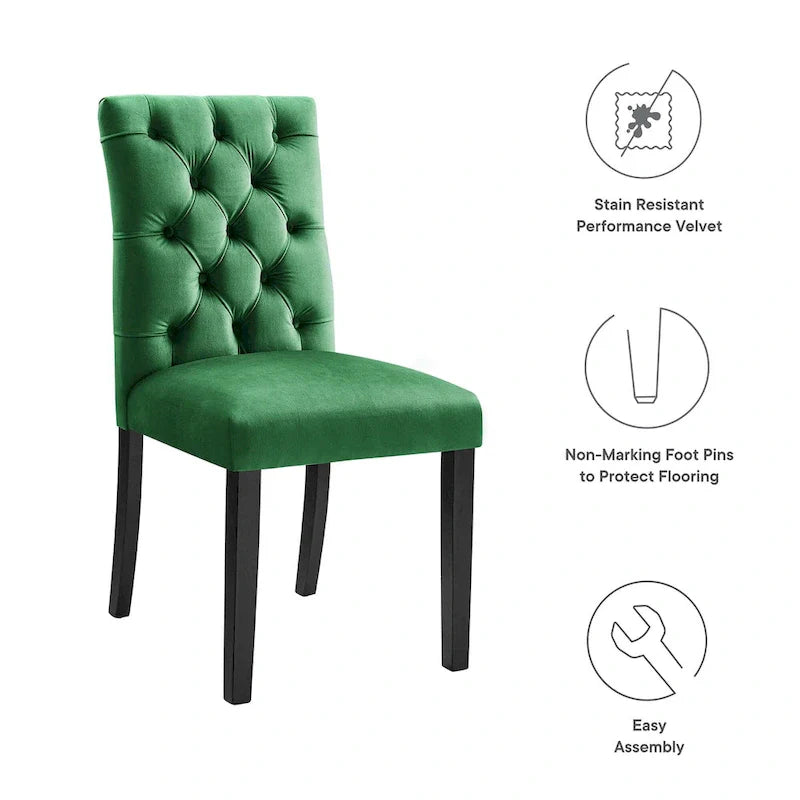Chaises de salle à manger Duchess en velours Performance - Lot de 2