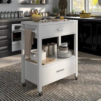 Desserte à roulettes moderne 2 tiroirs avec porte-serviettes Newsom par Furniture of America