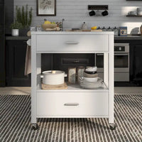 Desserte à roulettes moderne 2 tiroirs avec porte-serviettes Newsom par Furniture of America