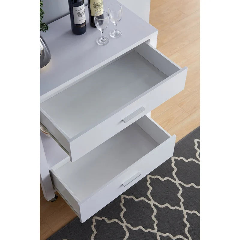 Desserte à roulettes moderne 2 tiroirs avec porte-serviettes Newsom par Furniture of America