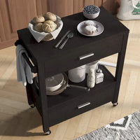 Desserte à roulettes moderne 2 tiroirs avec porte-serviettes Newsom par Furniture of America