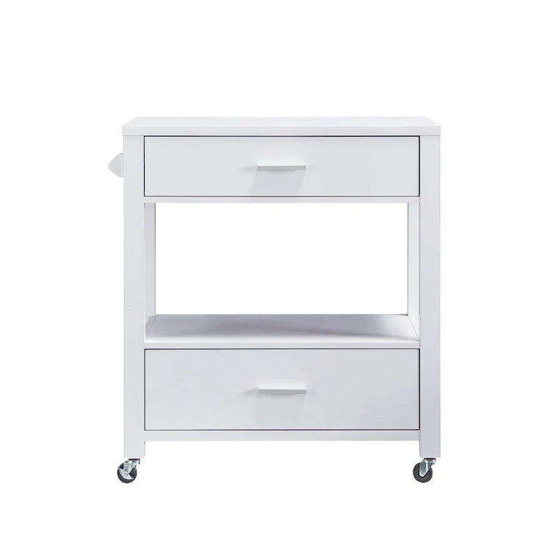 Desserte à roulettes moderne 2 tiroirs avec porte-serviettes Newsom par Furniture of America