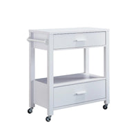 Desserte à roulettes moderne 2 tiroirs avec porte-serviettes Newsom par Furniture of America