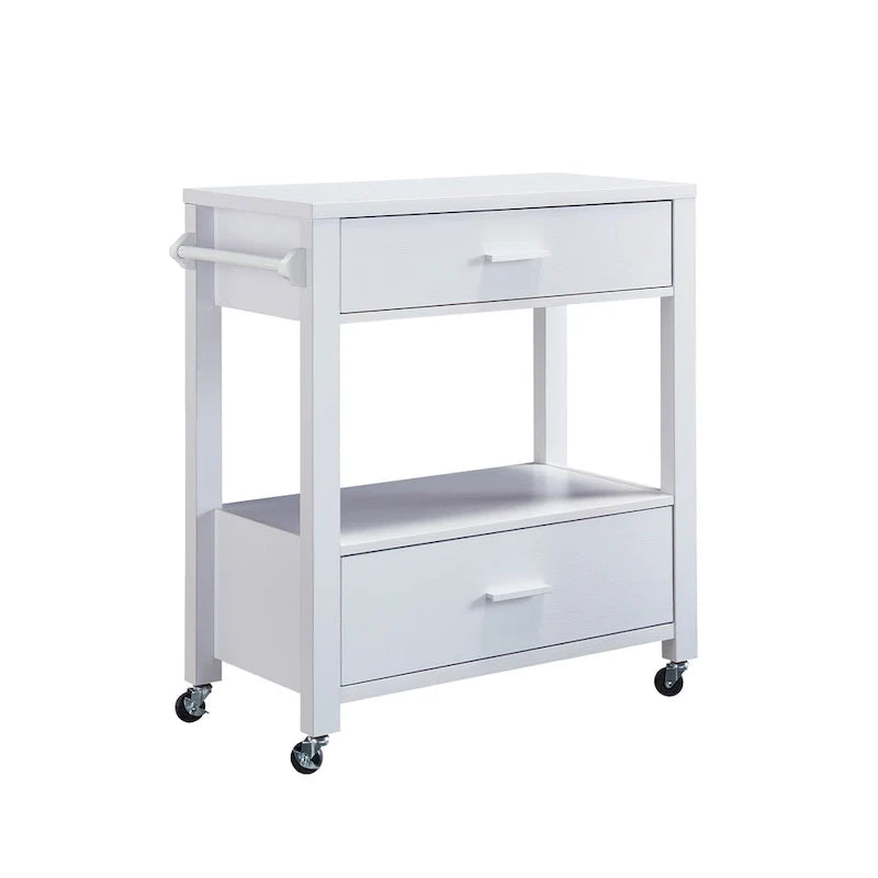 Desserte à roulettes moderne 2 tiroirs avec porte-serviettes Newsom par Furniture of America