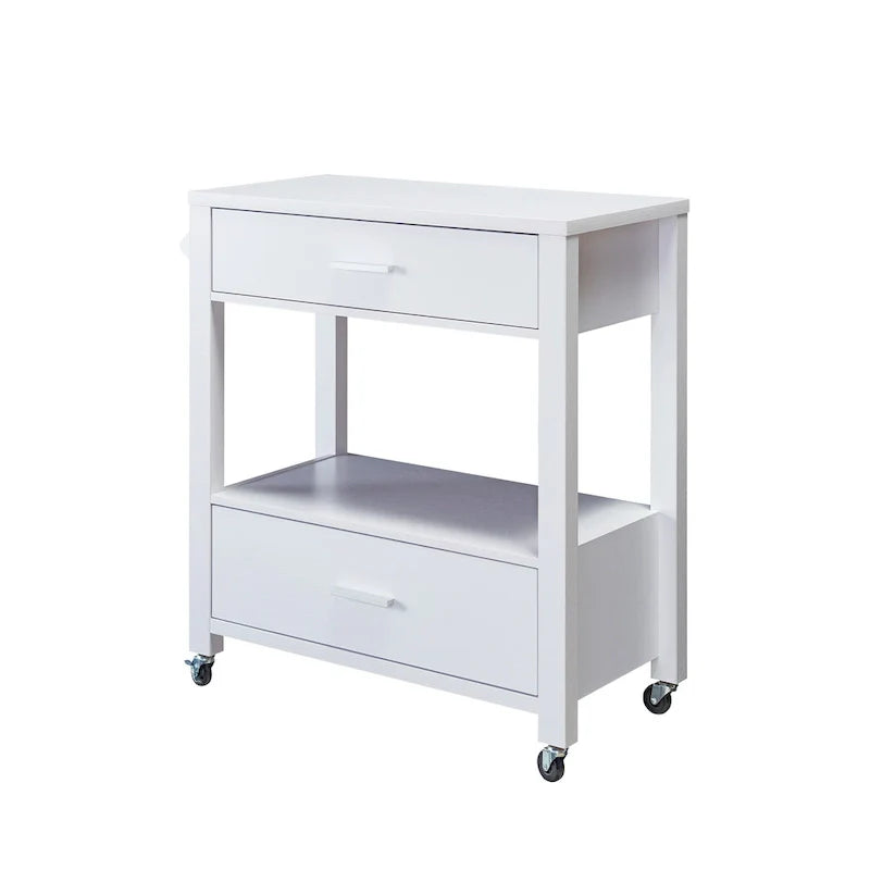 Desserte à roulettes moderne 2 tiroirs avec porte-serviettes Newsom par Furniture of America