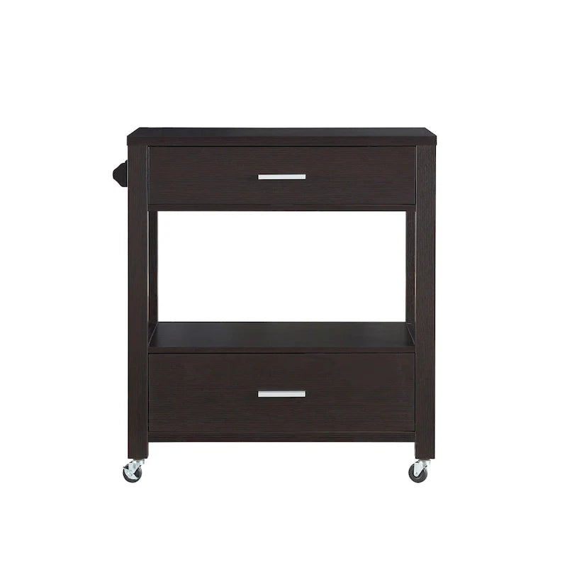 Desserte à roulettes moderne 2 tiroirs avec porte-serviettes Newsom par Furniture of America