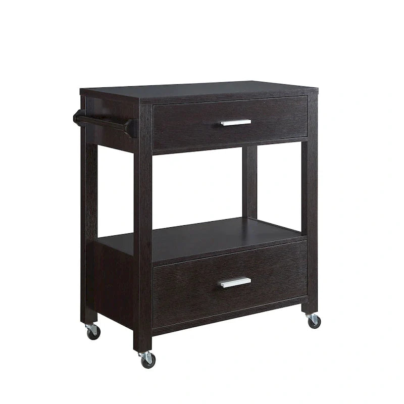 Desserte à roulettes moderne 2 tiroirs avec porte-serviettes Newsom par Furniture of America