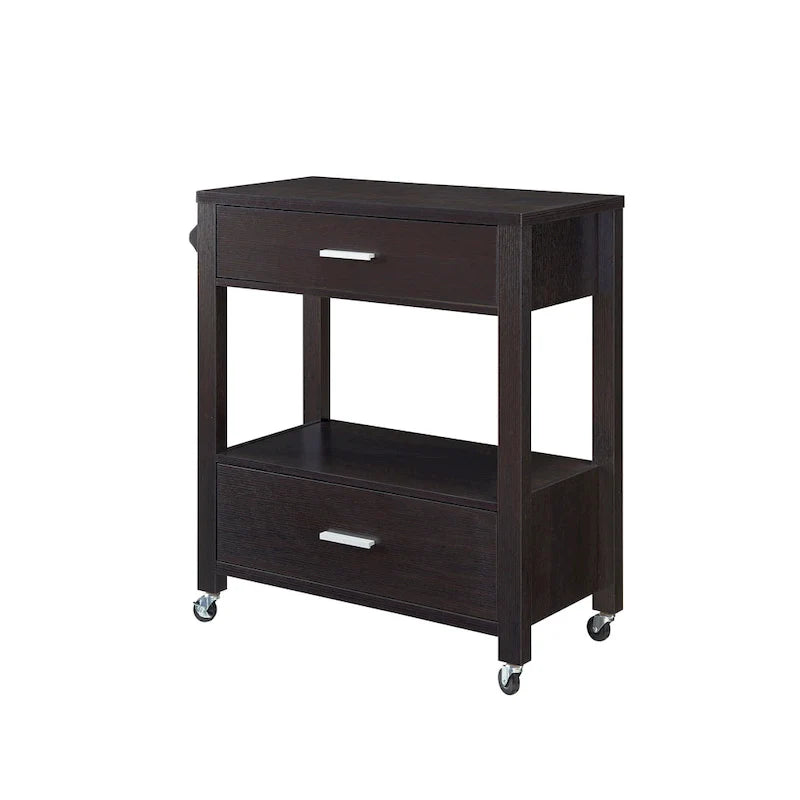 Desserte à roulettes moderne 2 tiroirs avec porte-serviettes Newsom par Furniture of America