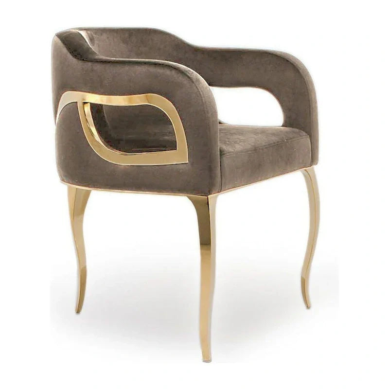 Chaise de salle à manger Caprice en acier inoxydable doré titane