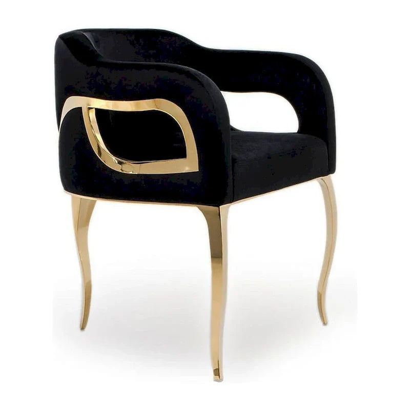 Chaise de salle à manger Caprice en acier inoxydable doré titane