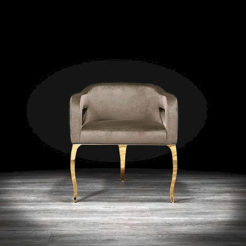 Chaise de salle à manger Caprice en acier inoxydable doré titane