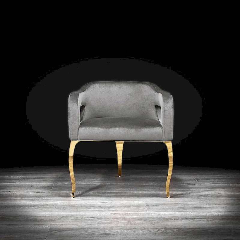 Chaise de salle à manger Caprice en acier inoxydable doré titane