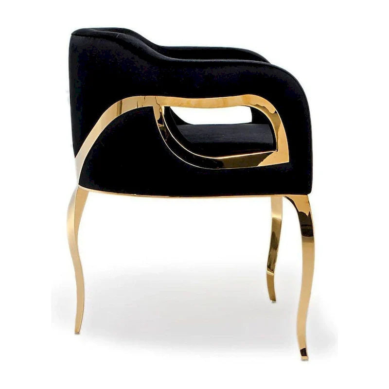 Chaise de salle à manger Caprice en acier inoxydable doré titane