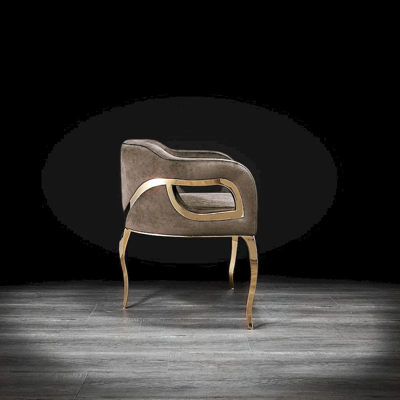 Chaise de salle à manger Caprice en acier inoxydable doré titane