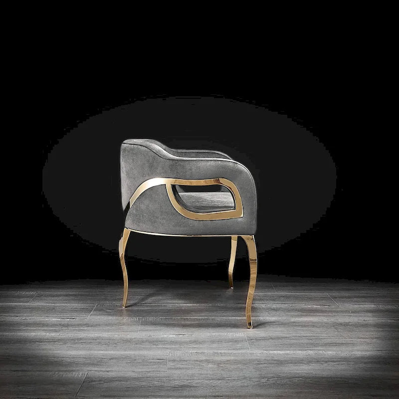 Chaise de salle à manger Caprice en acier inoxydable doré titane