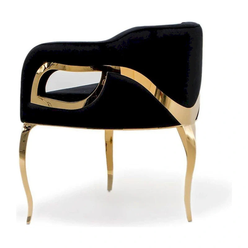 Chaise de salle à manger Caprice en acier inoxydable doré titane