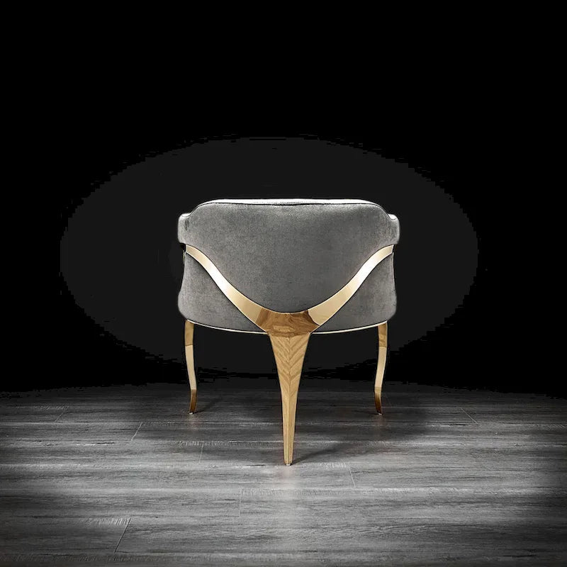 Chaise de salle à manger Caprice en acier inoxydable doré titane