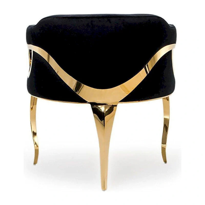Chaise de salle à manger Caprice en acier inoxydable doré titane