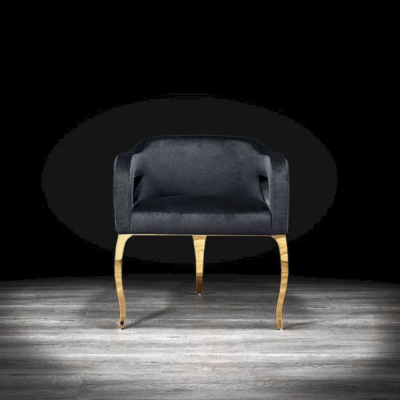 Chaise de salle à manger Caprice en acier inoxydable doré titane