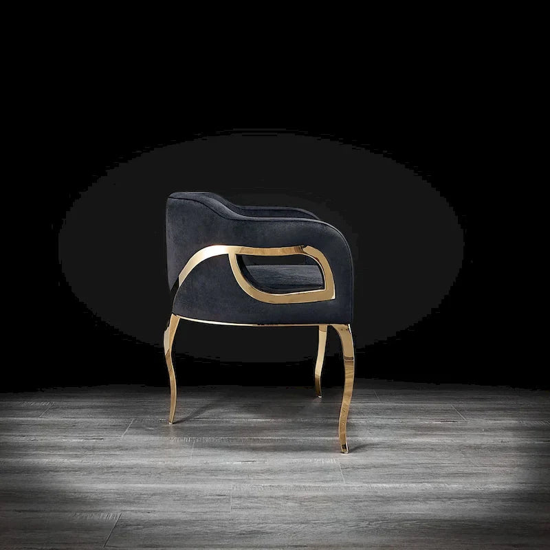 Chaise de salle à manger Caprice en acier inoxydable doré titane