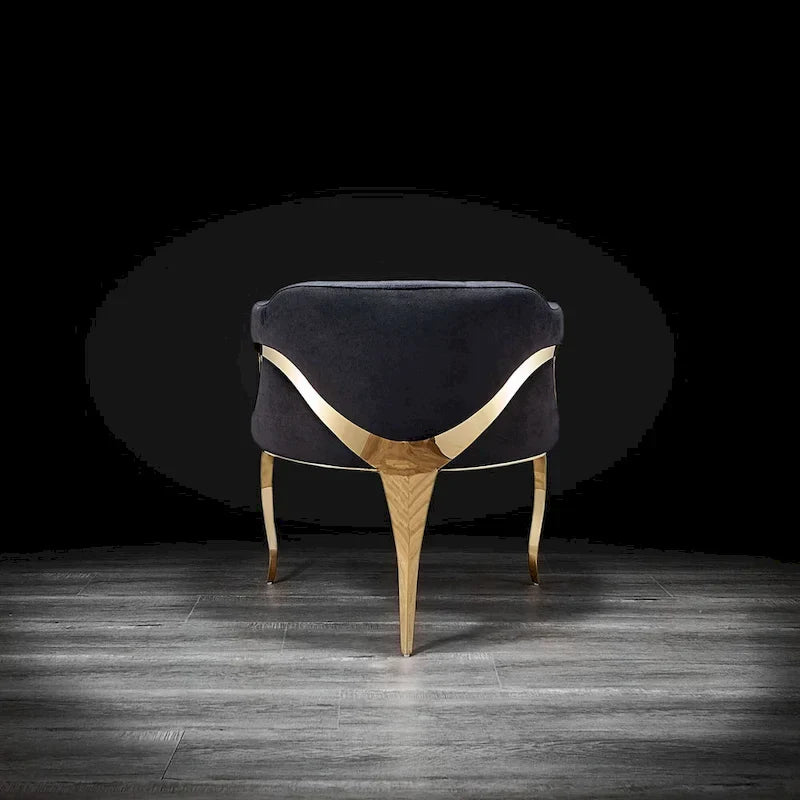 Chaise de salle à manger Caprice en acier inoxydable doré titane